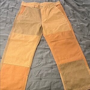 Men's Cargo Patchwork Pants - Tan and Brown